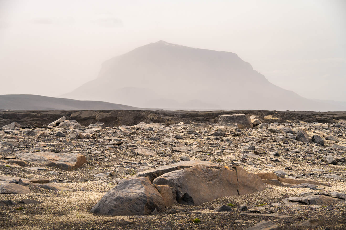 Martian-like landscape in the highlands of Iceland on road F905, with Herðubreið in the background