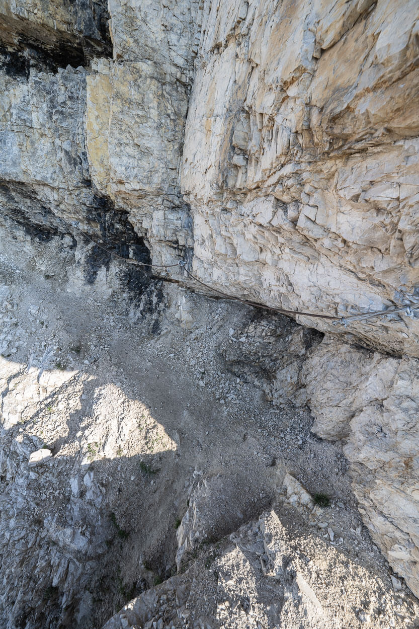 Exposed section on a trail with loose gravel