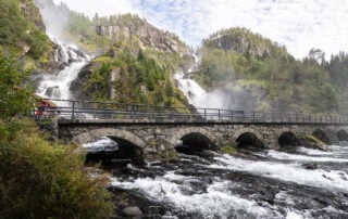 View of the Låtefossen waterfall in Norway