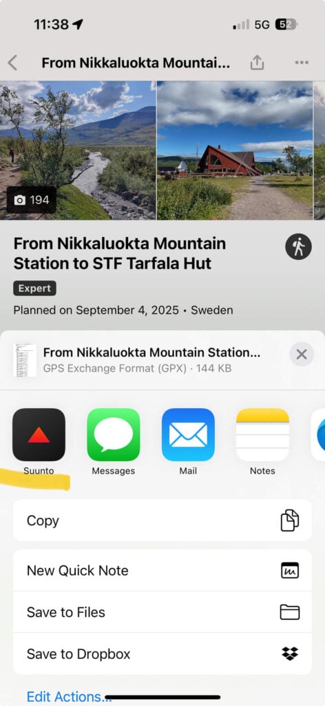 Suunto vertical hiking watch: how to add a GPX track via Suunto App