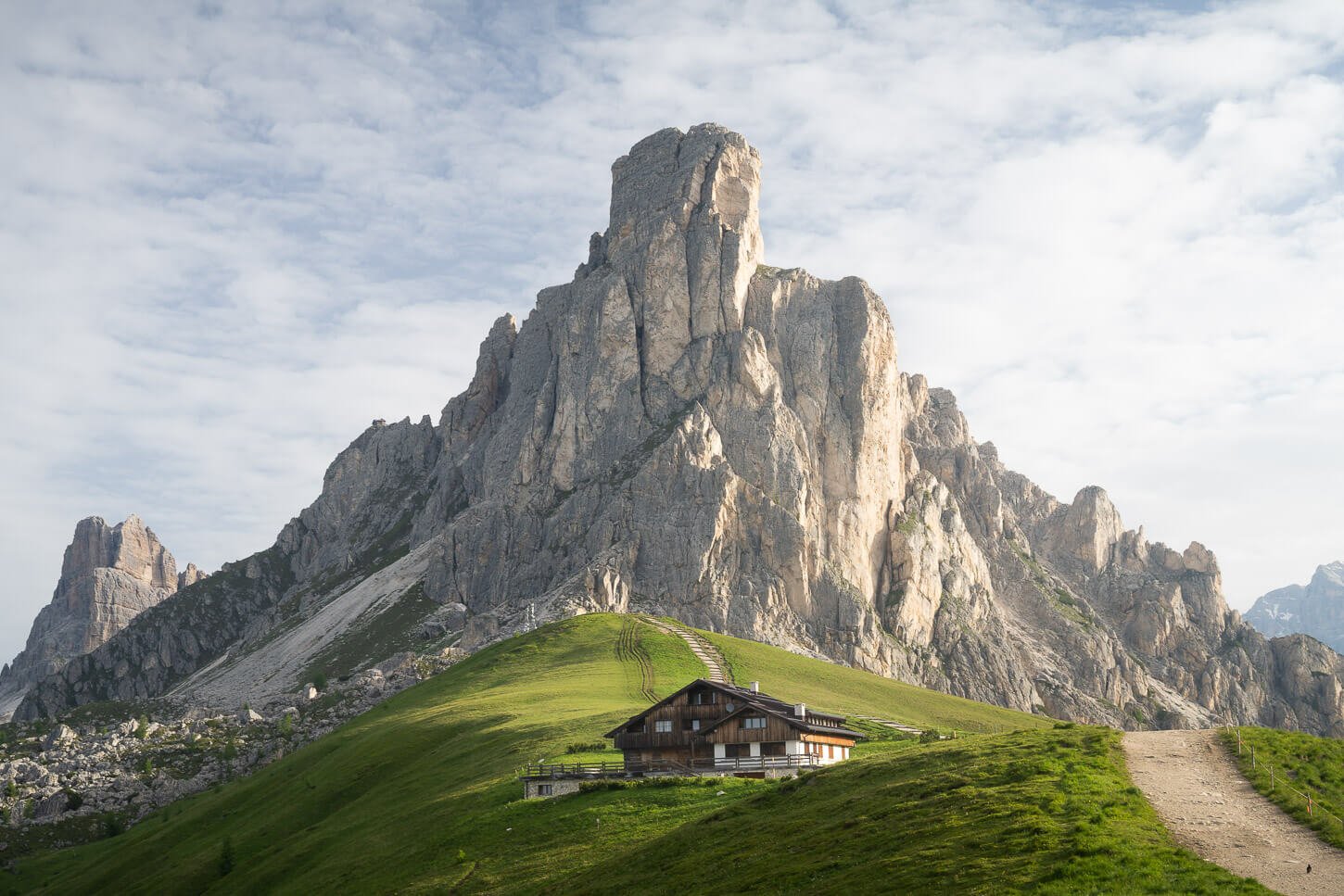 Ra gisela mountain above passo giau in the morning.