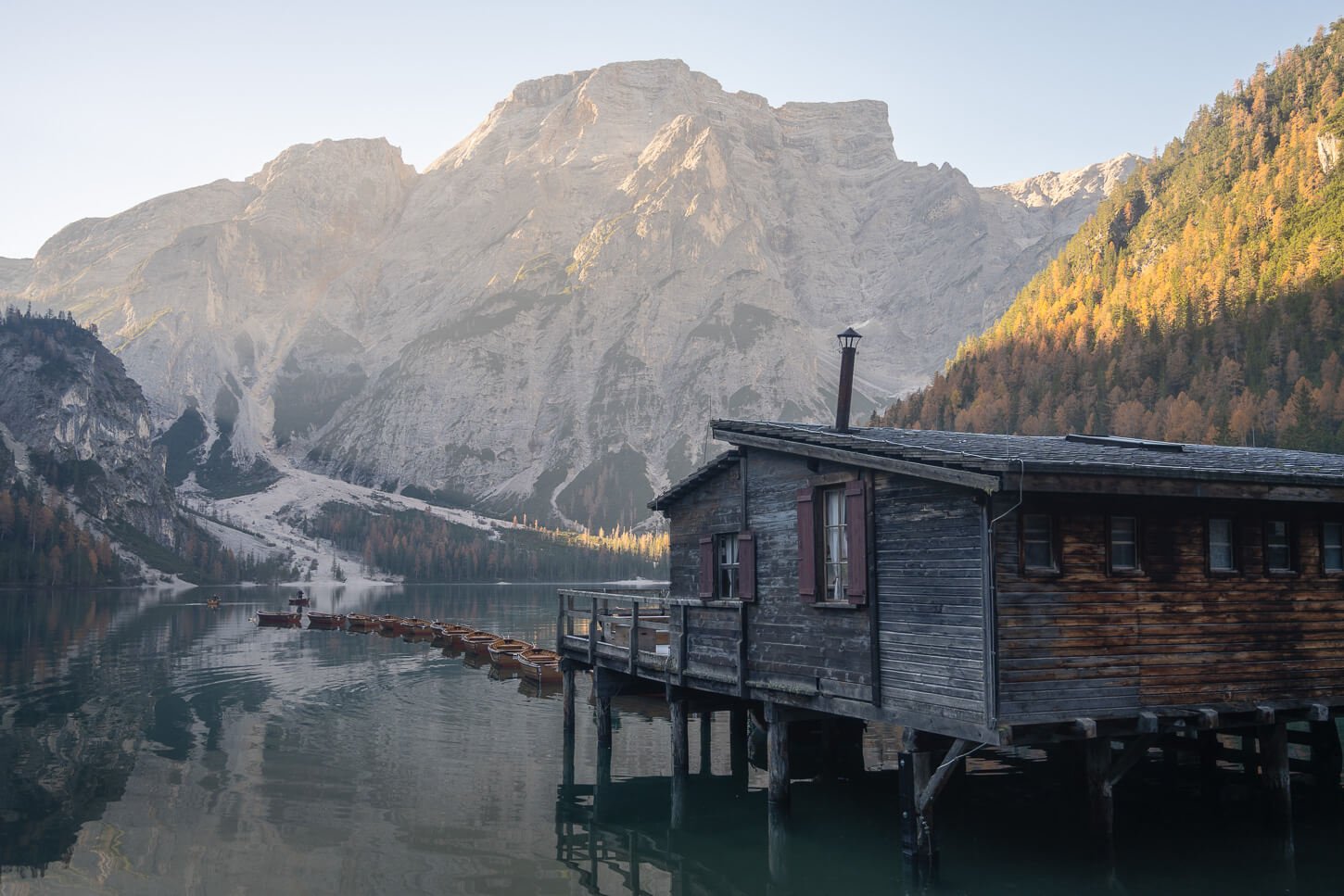 Lago di Braies photo at /Sunrise on of the best photo spots in the Dolomites