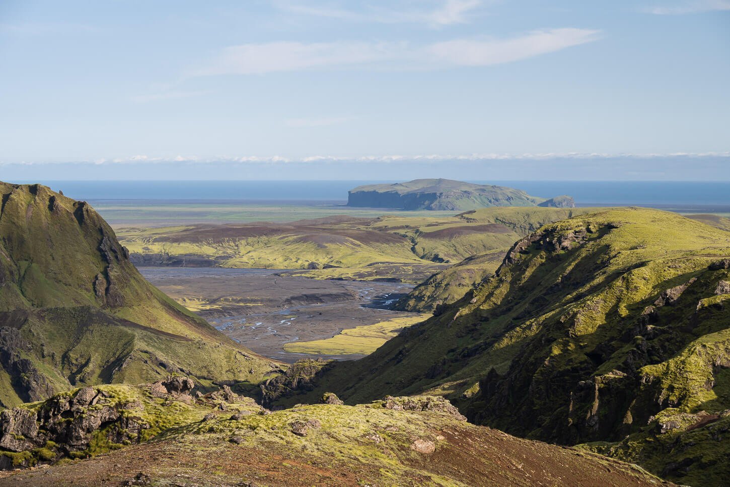 View of the south coast of Iceland from one of the many hiking trails in Þakgil