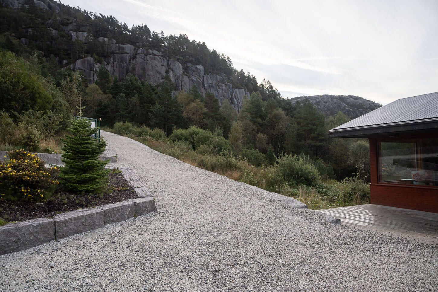 Preikestolen gravel trailhead at the beginning of the hike.