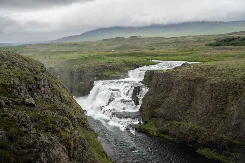 Reykjafoss Waterfall in Summer