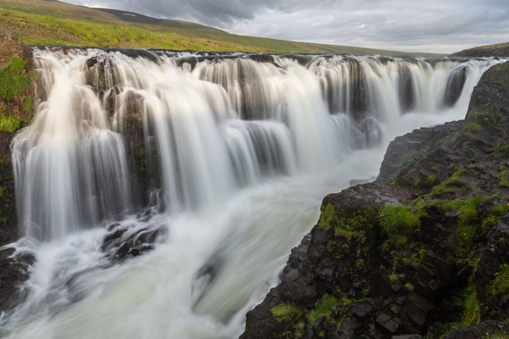 View of Kolufoss at sunset.