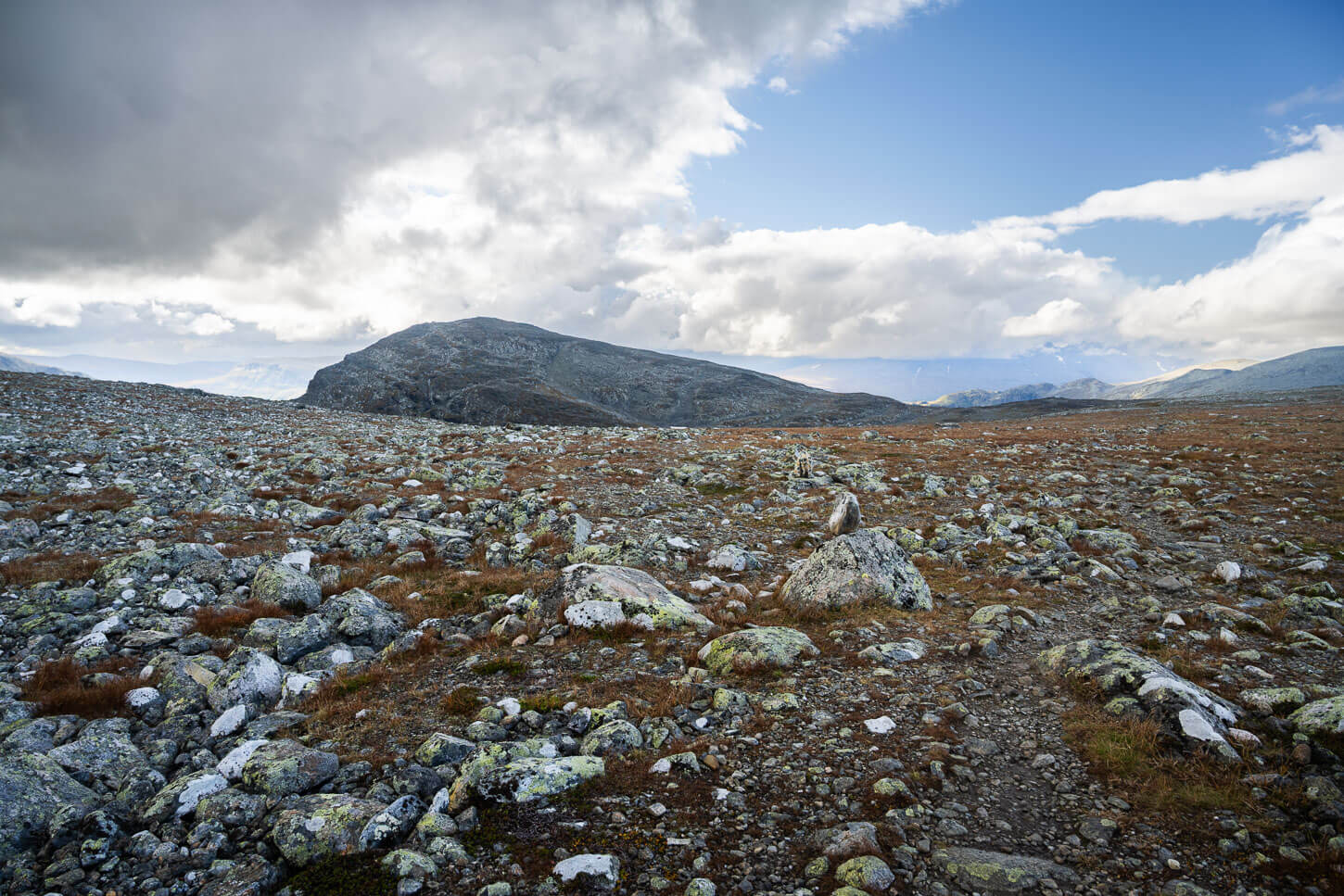 Rocky hiking trail in the sarek national park