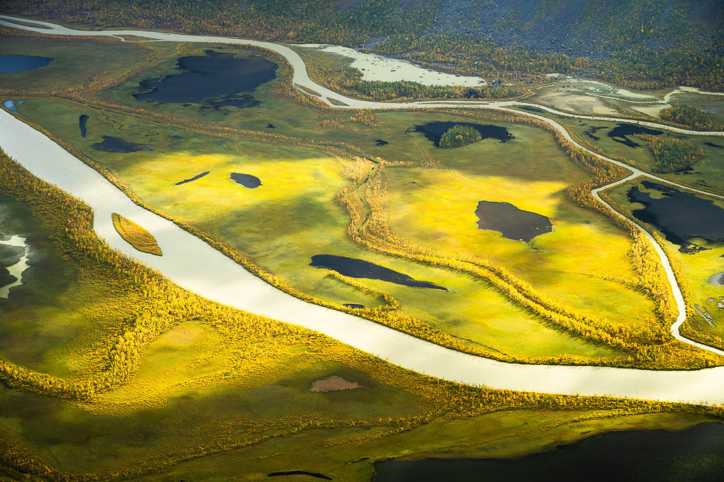 meandering rivers in the Sarek National Park in Swedish Lapland.