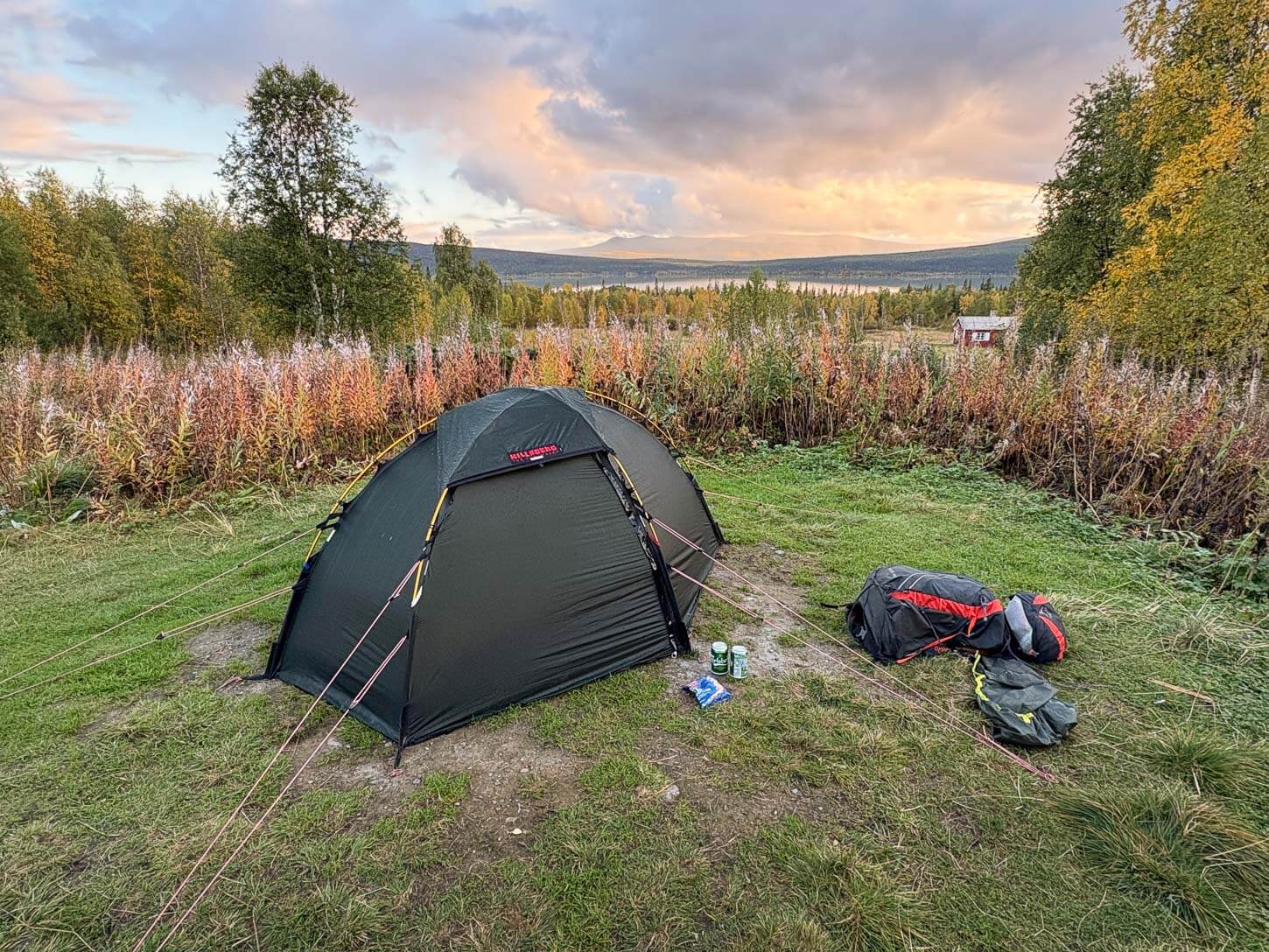 Hilleberg tent at the Aktse Hut in Swedish Lapland.