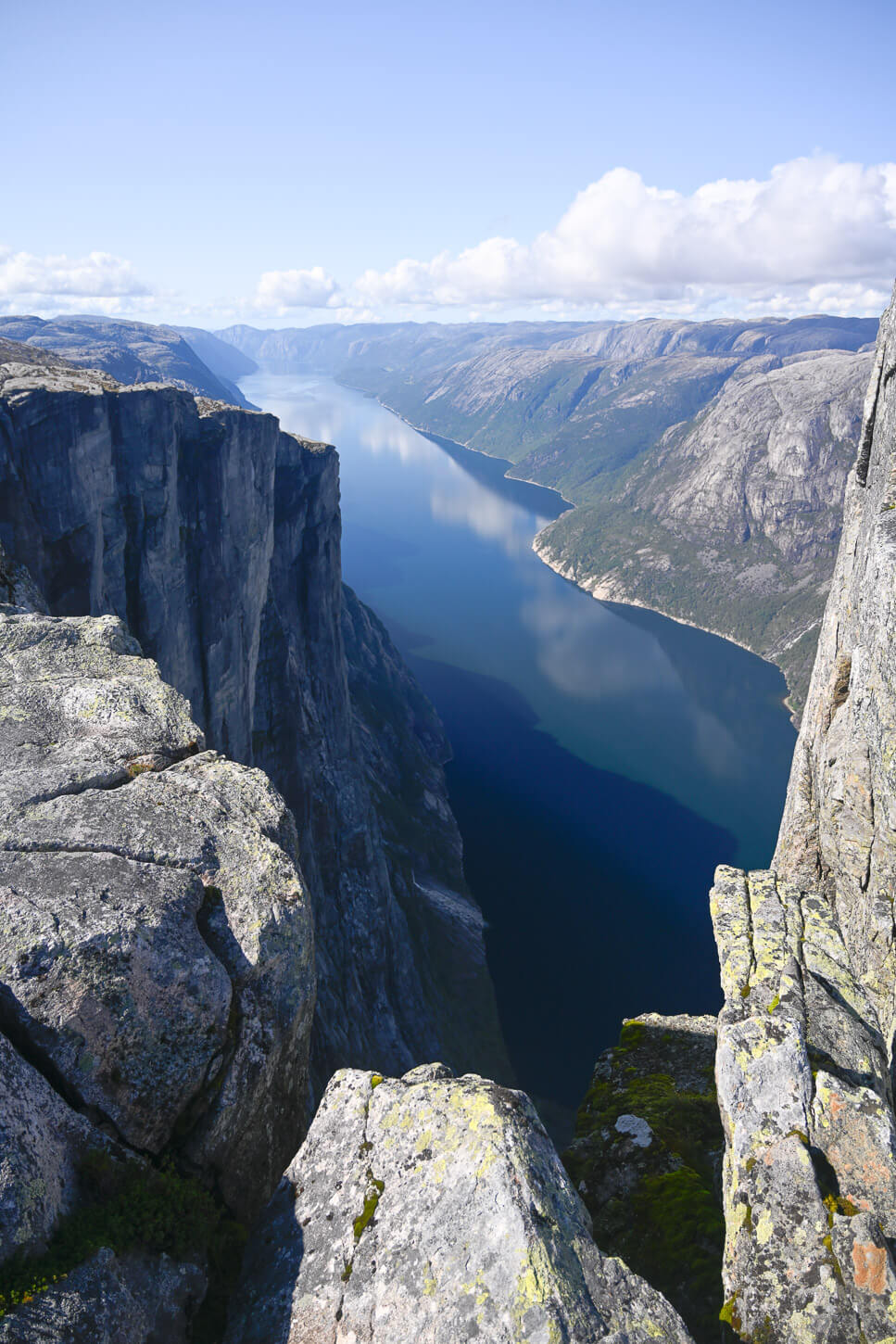 View of Lysefjord on a blue sky day