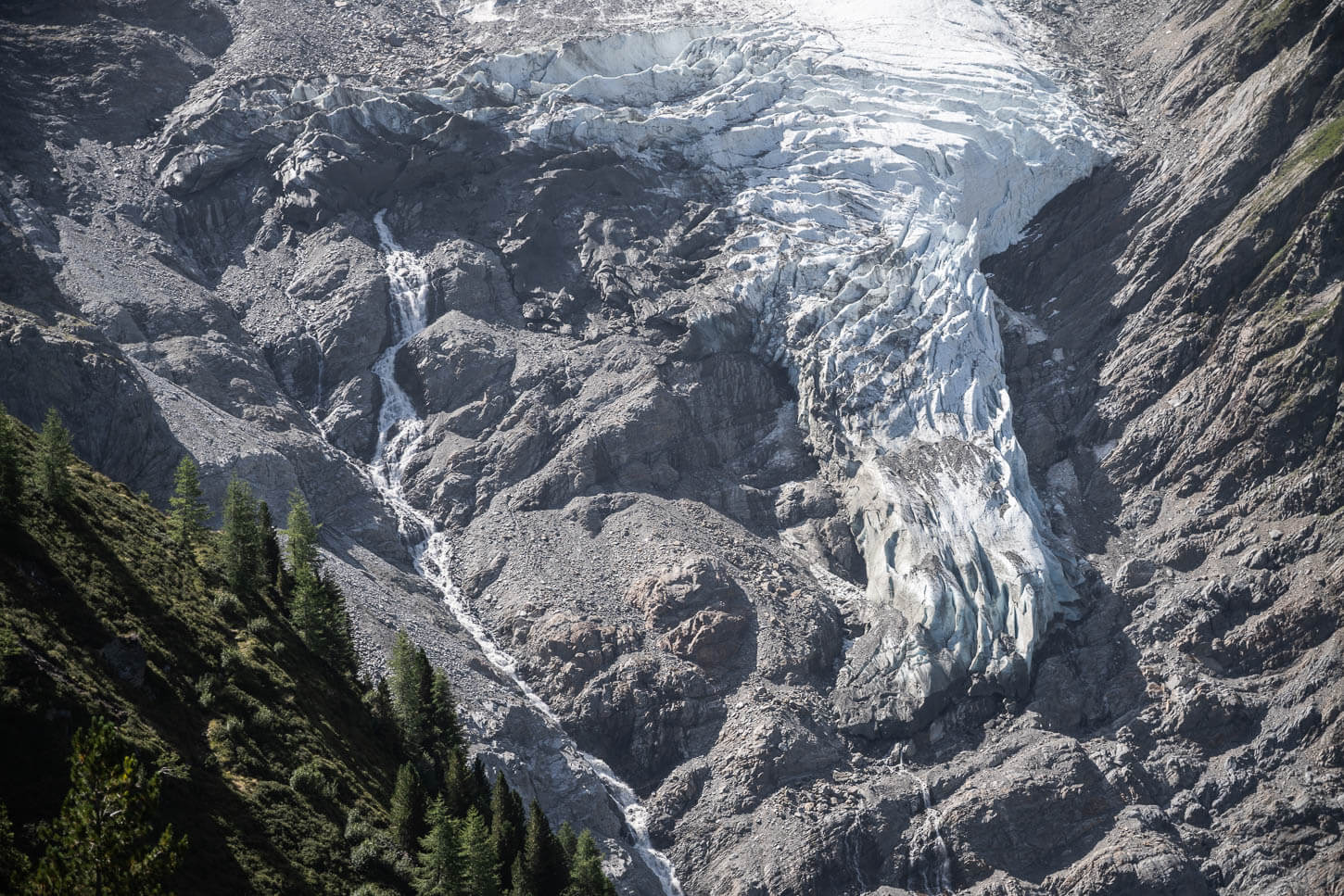 View of Glacier de Taconnaz, a glacier in the Mont Blanc massif.