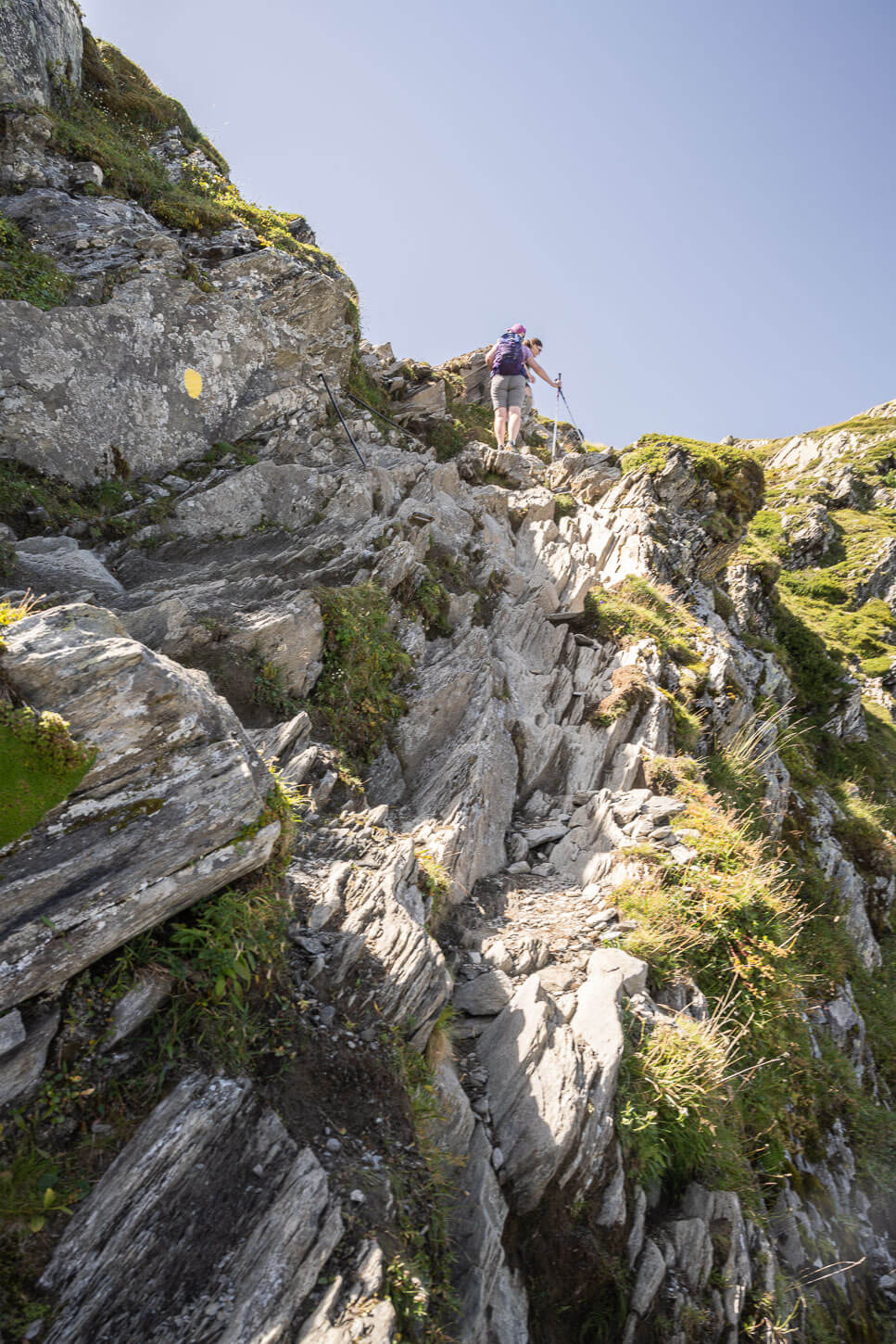 Steep, rocky section of a trail to La Jonction.