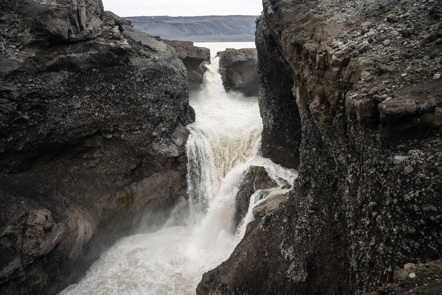Nýifoss a Waterfall in a rugged environment in the highlands of Iceland.