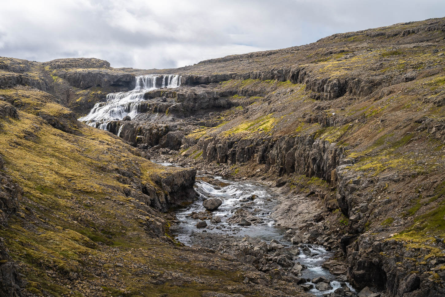 Rjúkandafoss, a waterfall on the Rjúkanda river in a remote region of Iceland, a secret waterfall not many visit.