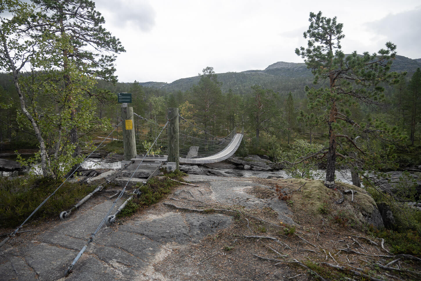 Suspension Bridge cross a river in Norway.