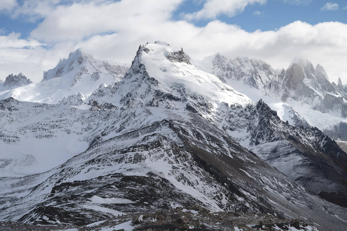 Mountains and glaciers of los glaciares national park in patagonia.