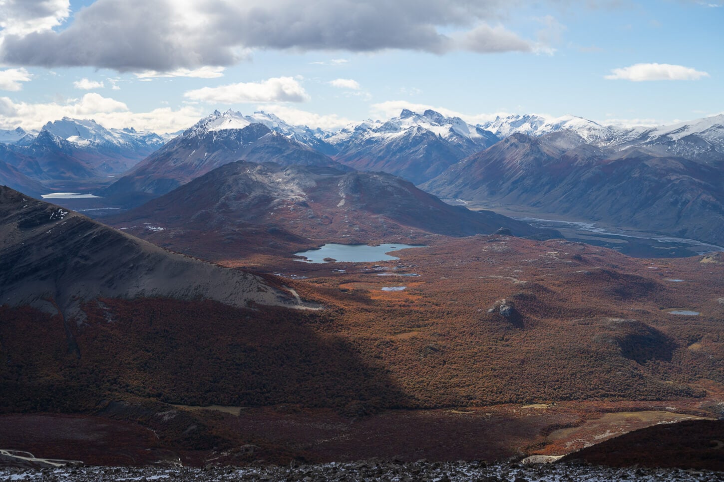 Snow-capped Mountains in an autumn landscape in Patagonia, Argentina, Los Glaciares National Park.