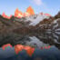 Sunrise hike at Lagunas de Los tres to see the Fitz Roy fire reflection in the lake