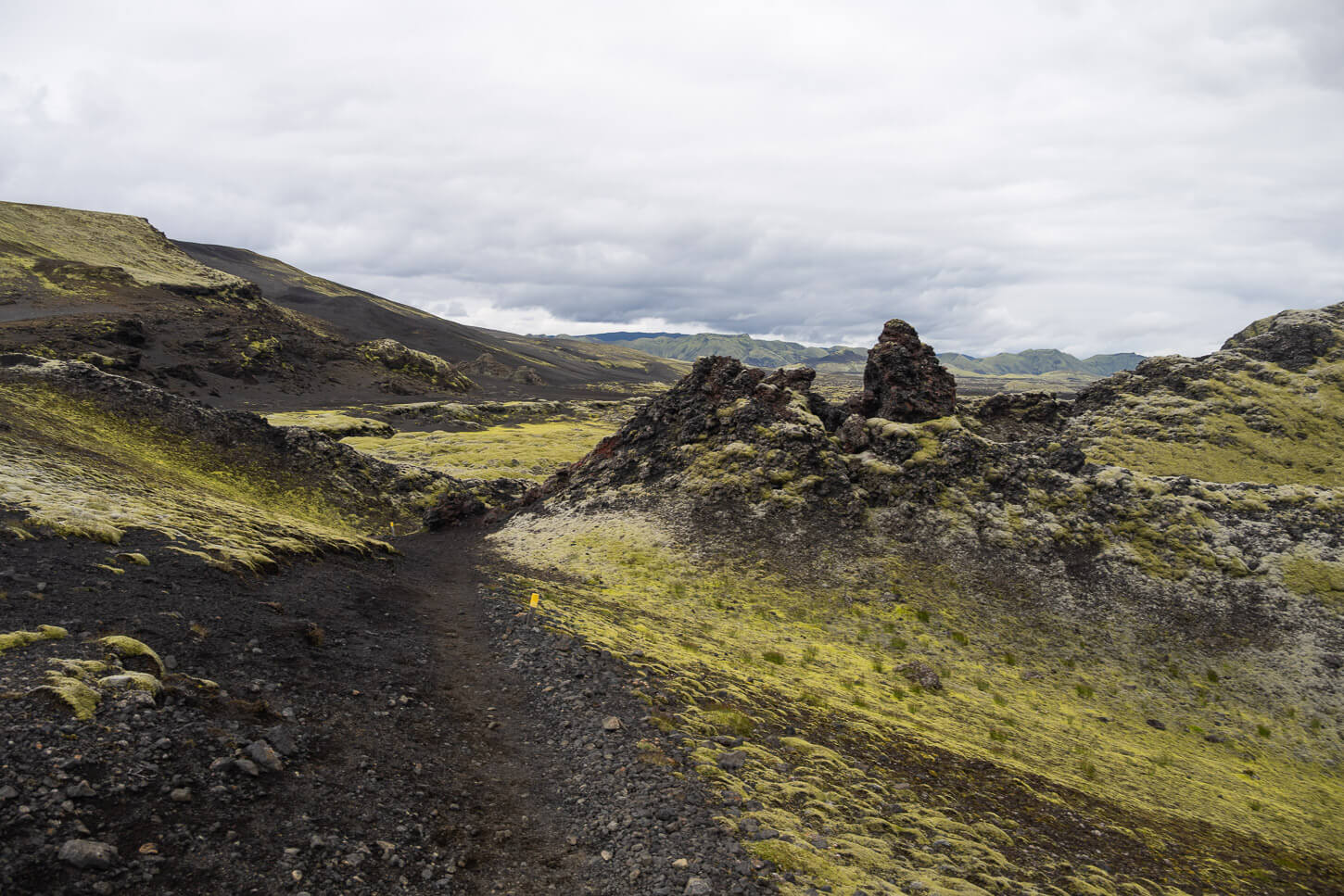Hiking trail across a lava fileld