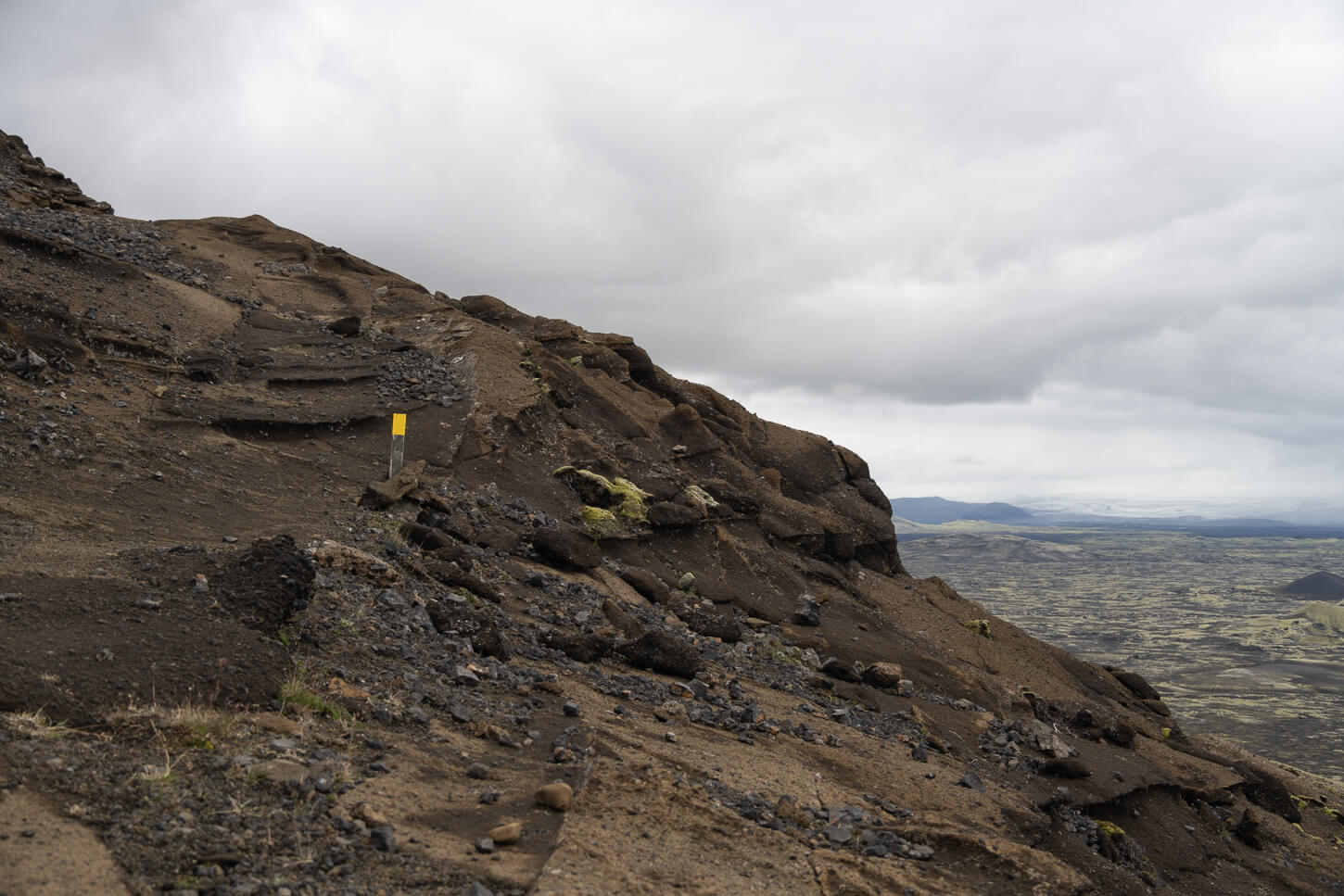 marked hiking trail in the highlands of iceland