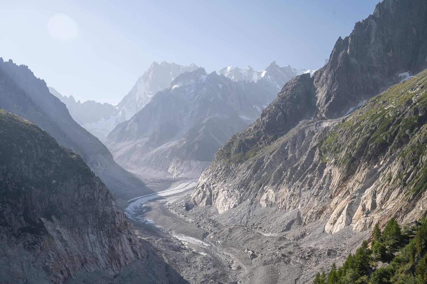 View of the Glacier Mer De Glace above Chamonix.