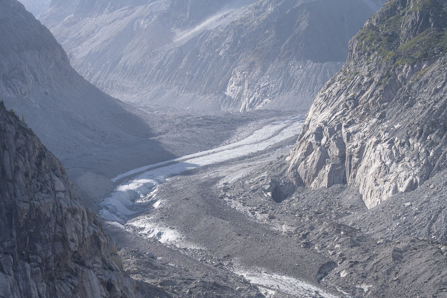 Close Up detail of the meandering mer de glace glacier