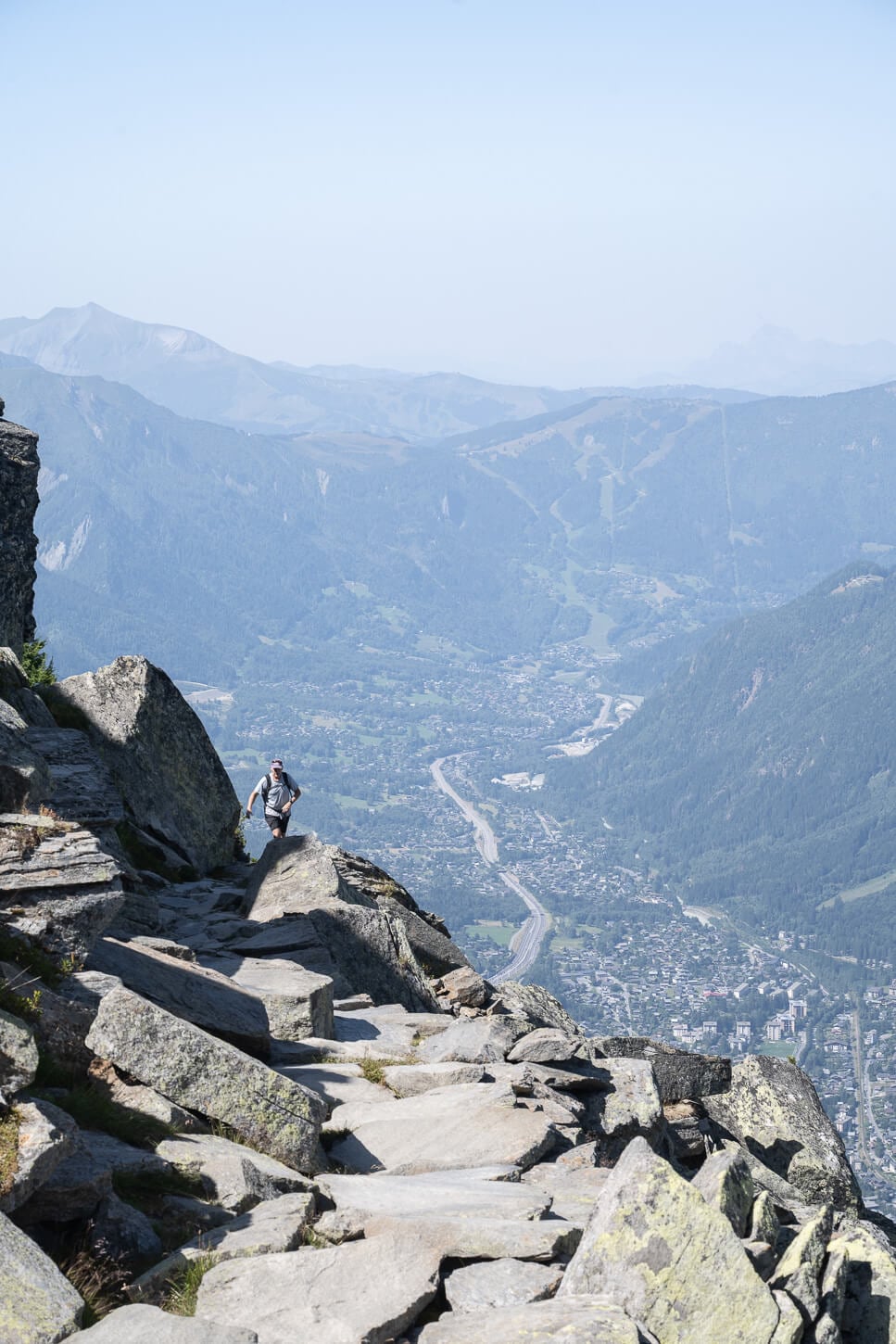 Hiker on the Grand Balcone Nord trail