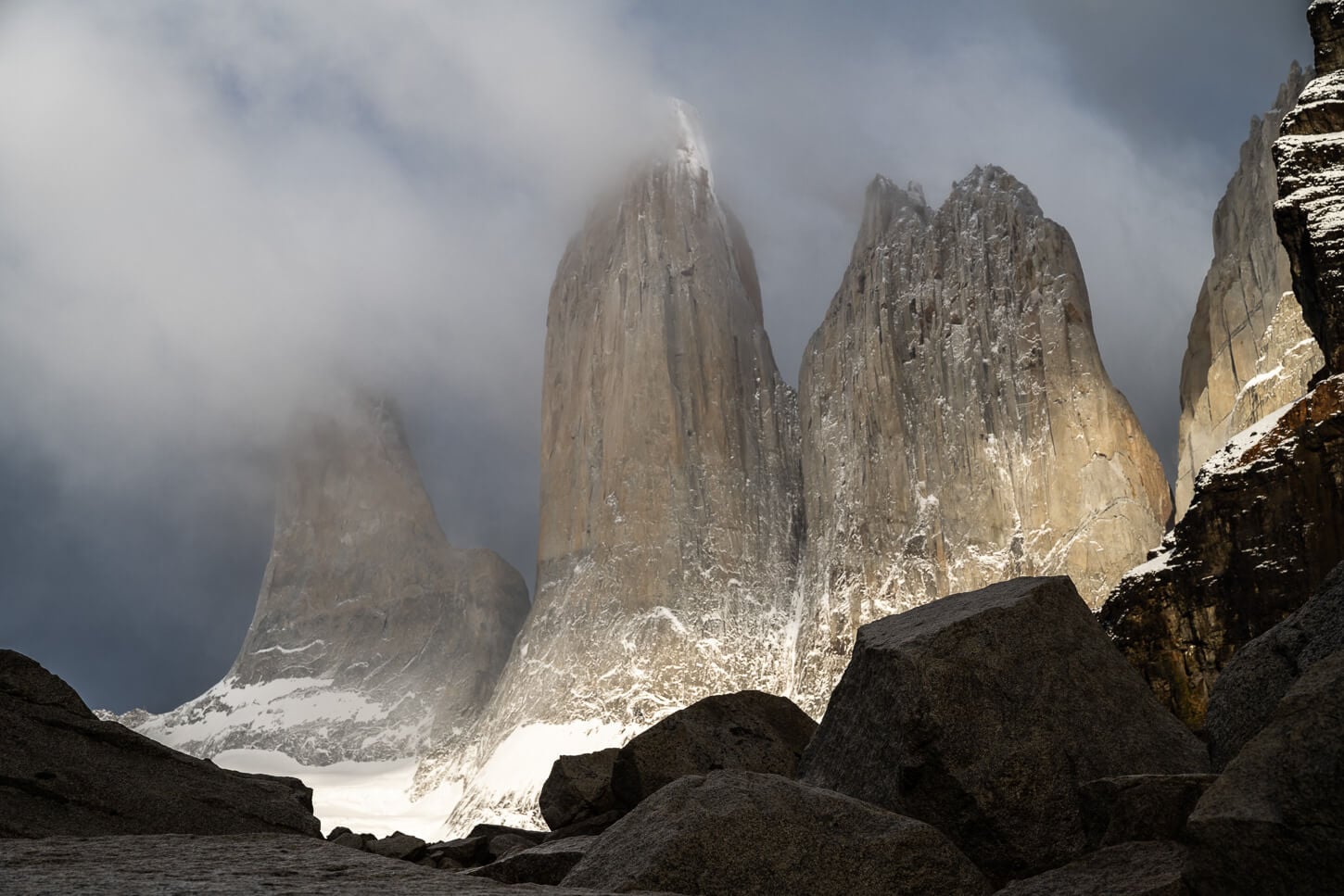 The Torres D'Agostini, Central, and Monzino in Torres del Paine