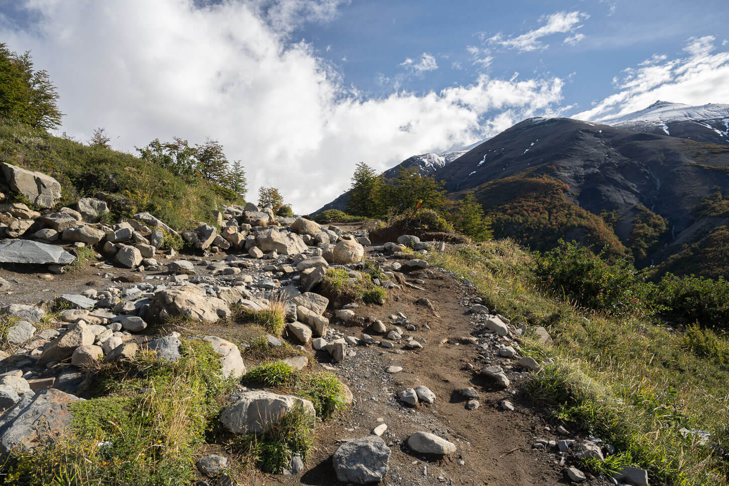rocky sectin of the trail to base torress