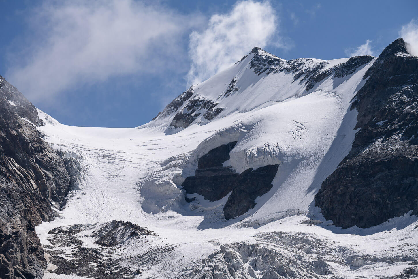 cascading glacier and icefall in the monte Roasa Massif