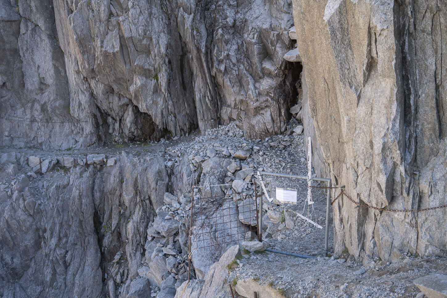 exposed cetion of the trail protected by a gate