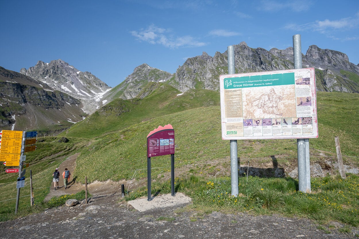 Trailhead of the Pizol Five Lakes Hike
