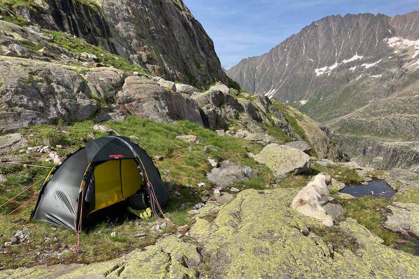 Hilleberg Soulo tent pitched in the mountains for a review