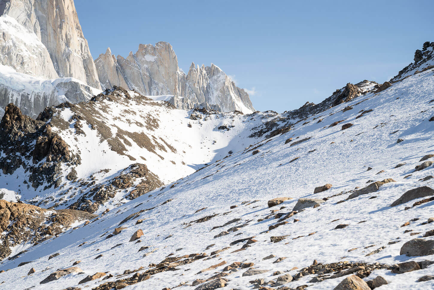 Last bit of Loma de Las Pizarras trail covered in Ice.
