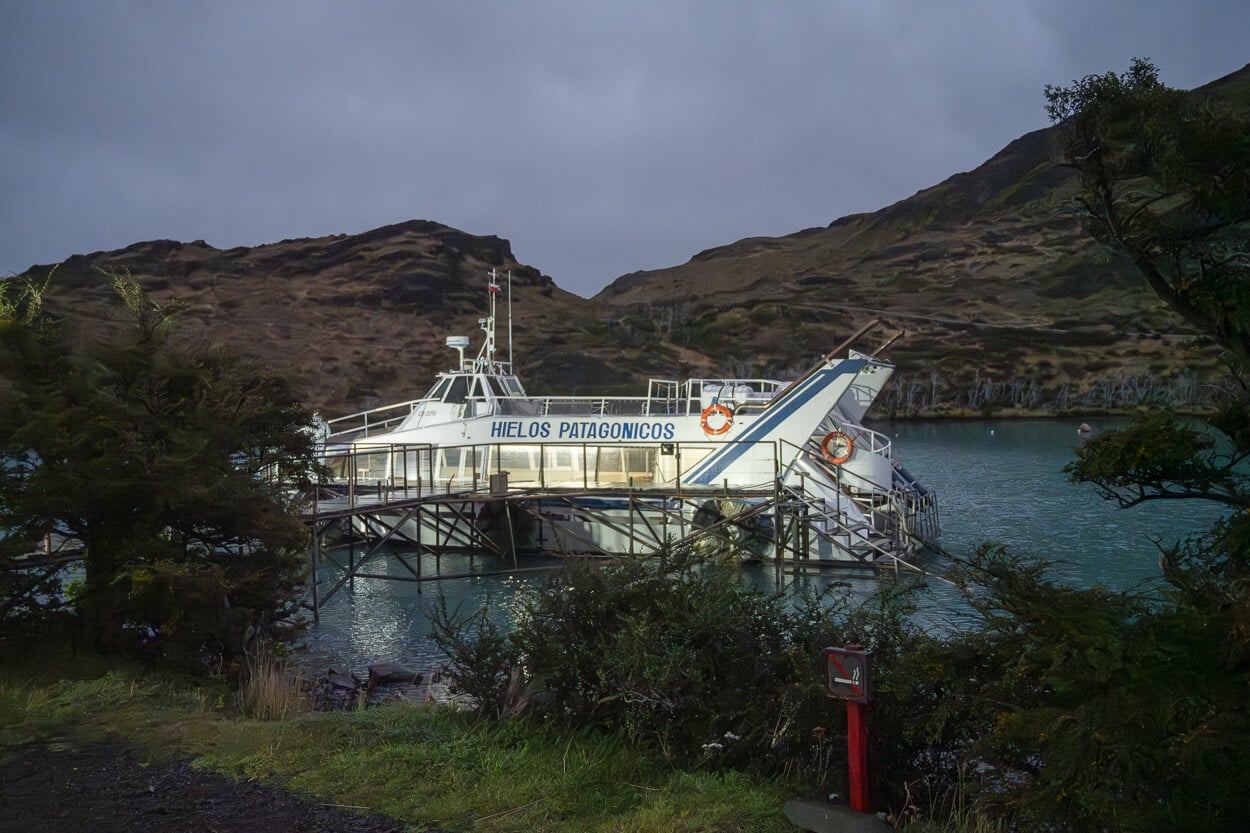 Pudeto Catamaran to Paine Grande docked at Estancia Pudeto