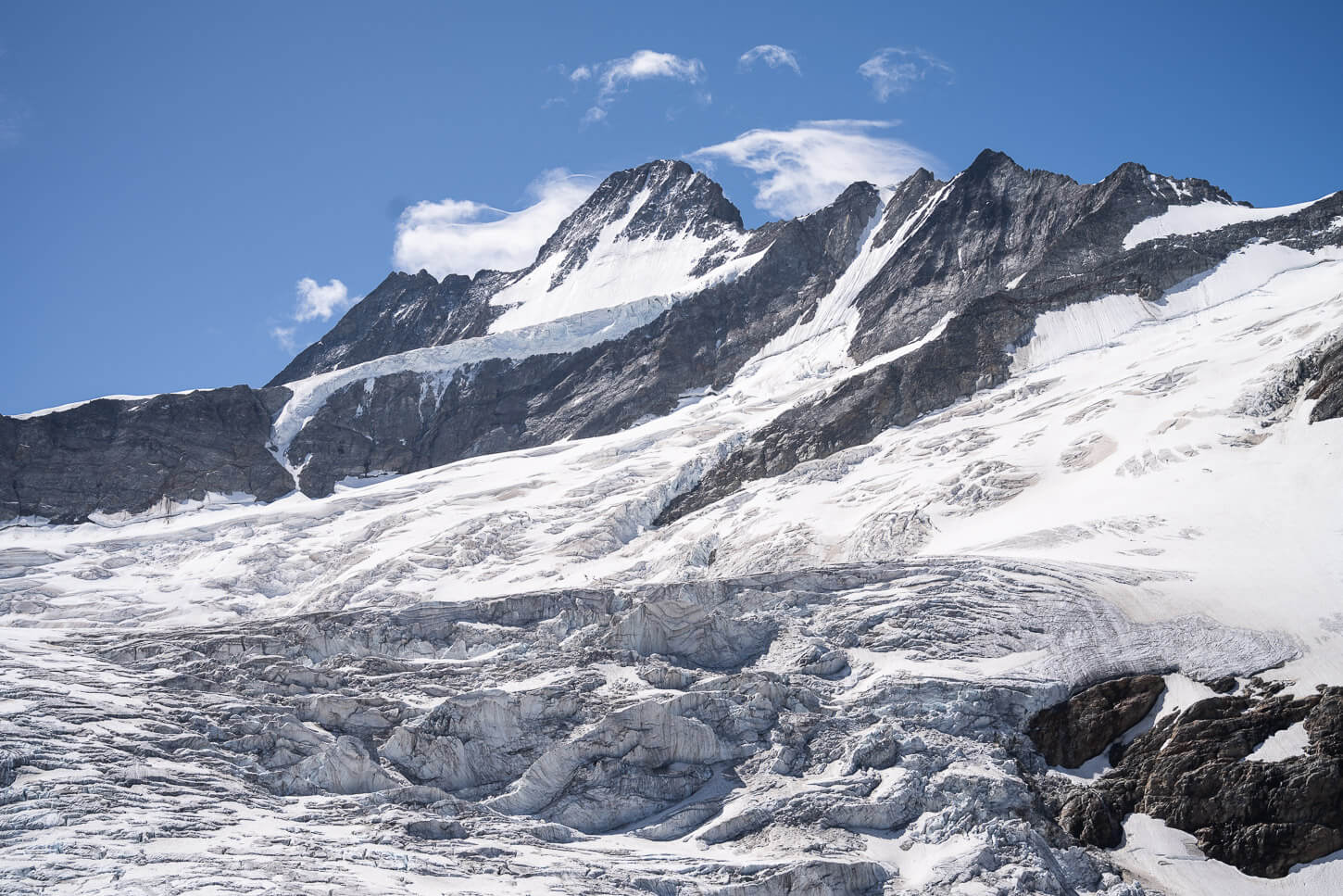 Mount Schreckhorn viewed from the upper Grindelwald Glacier VIewpoint.