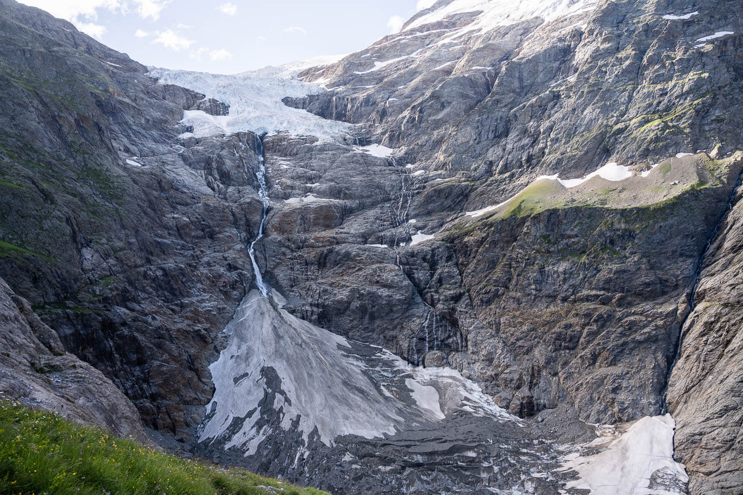 Upper Grindelwald glacier tongue viewed from the first viewpoint on the trail.