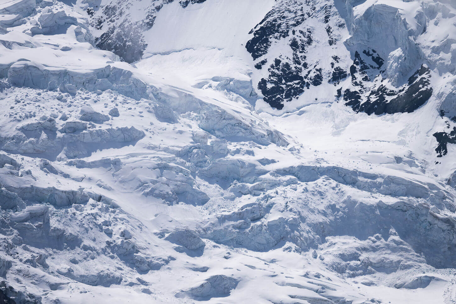 Detail of a jagged glacier on the Jungfrau mountain.