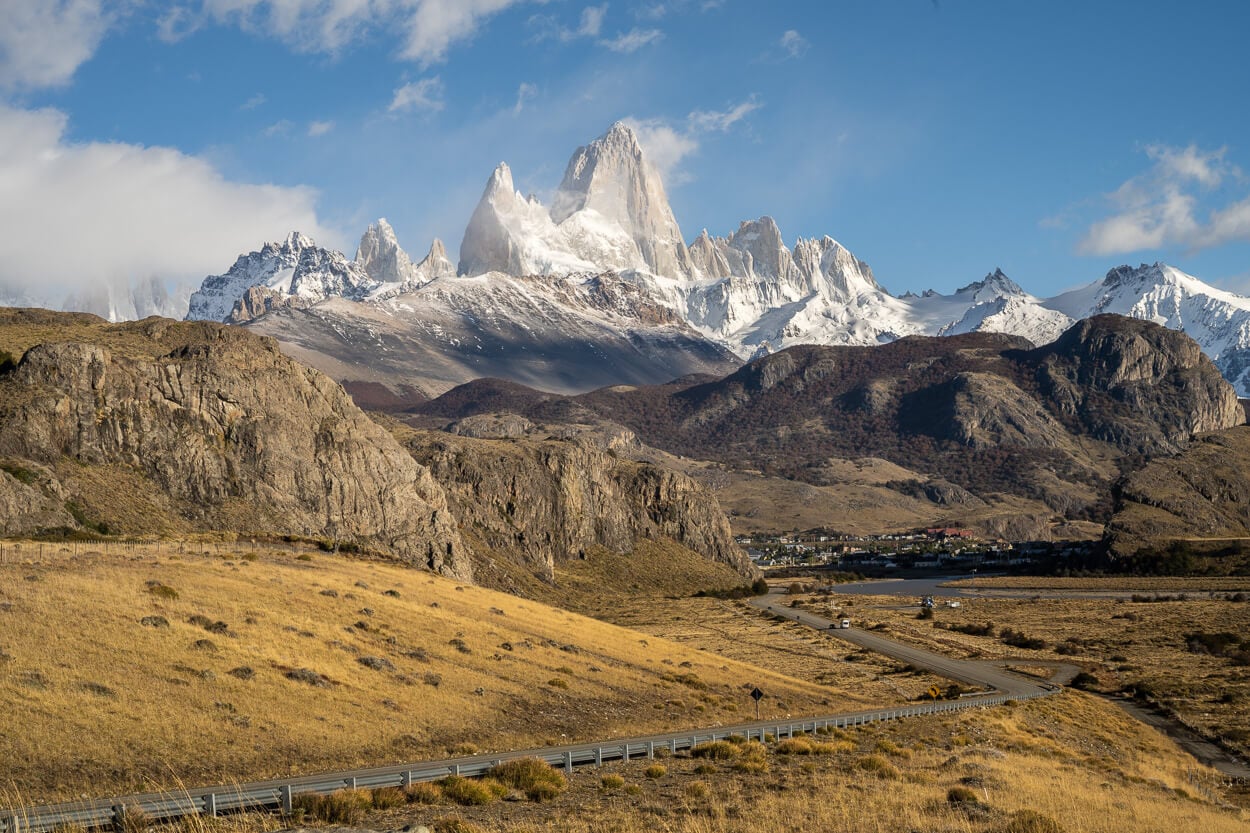 View of Fitz Roy from a pull-out area on the road leading into El Chaltén.