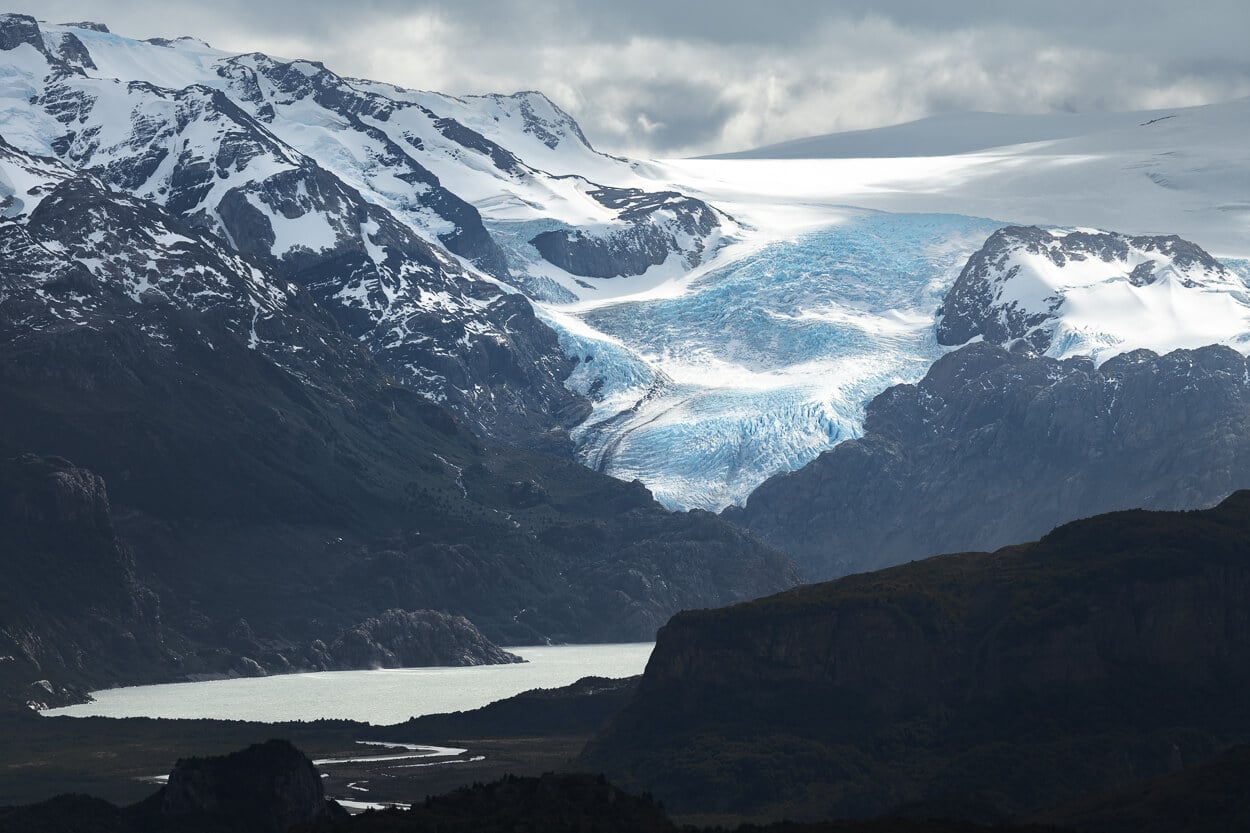 View of Pingo Glacier in Chile, a remote, hard-to-reach location that requires a hiking guide.