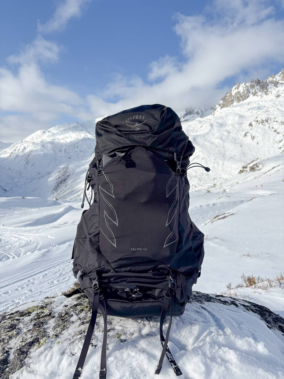 Osprey Talon 44 in the snow for winter hiking
