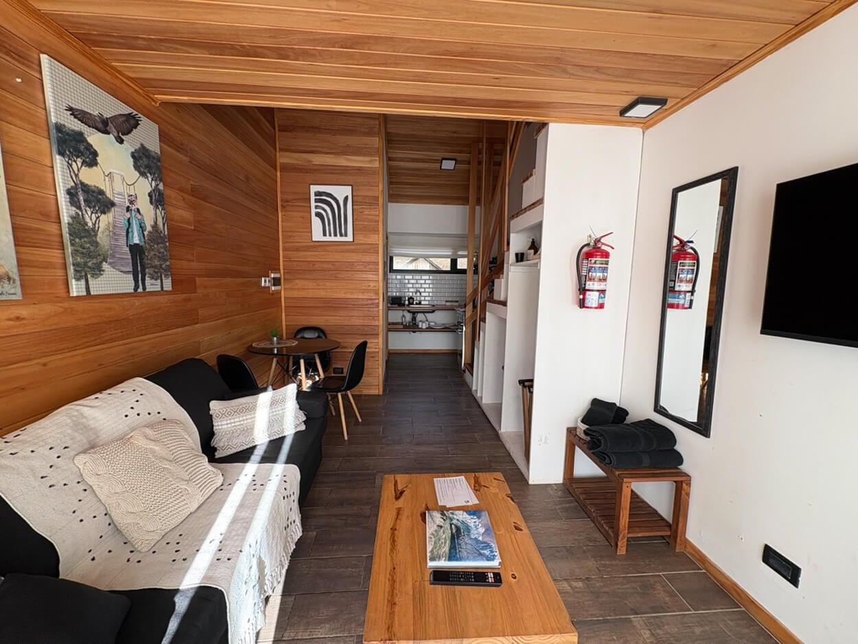 Inside of a tiny house in Chaltén