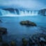 Goðafoss, a waterfall in Iceland on an overcast day
