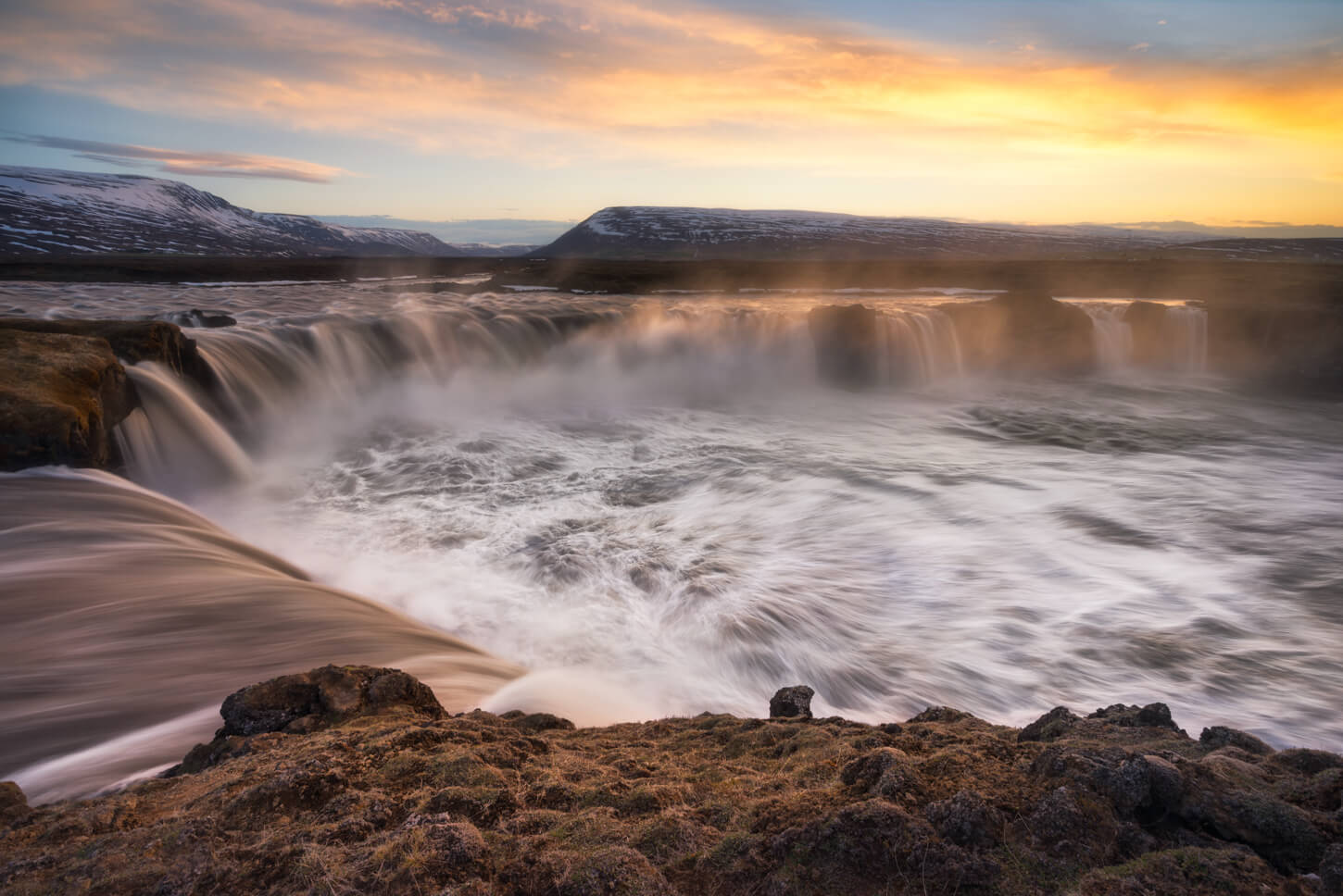 Sunset at Goðafoss in north Iceland