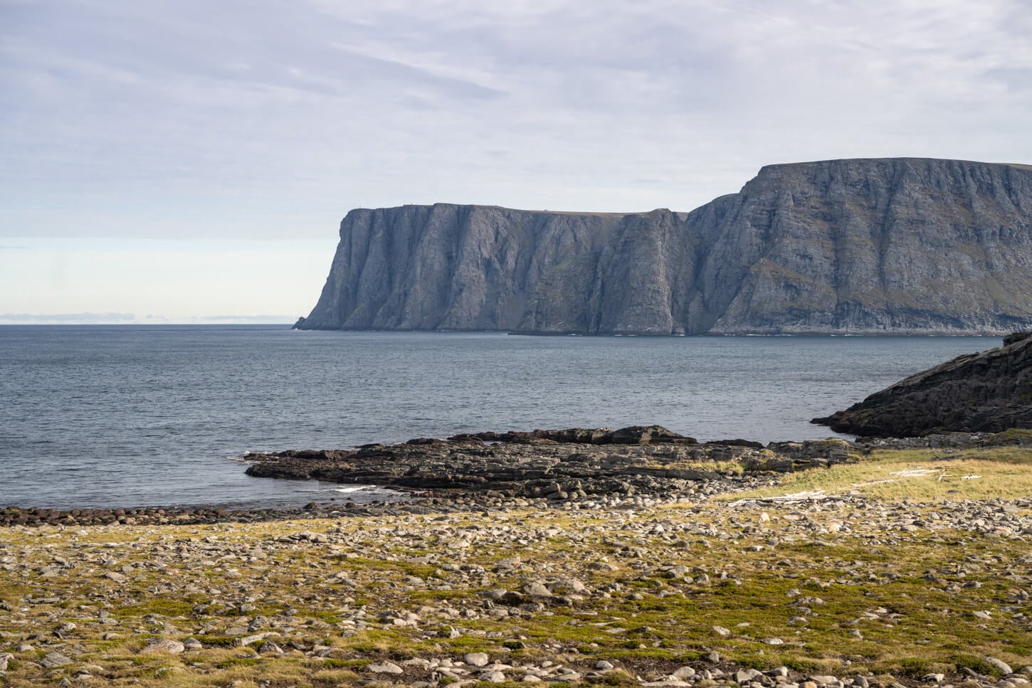North cape cliffs viewed from a beach nearby