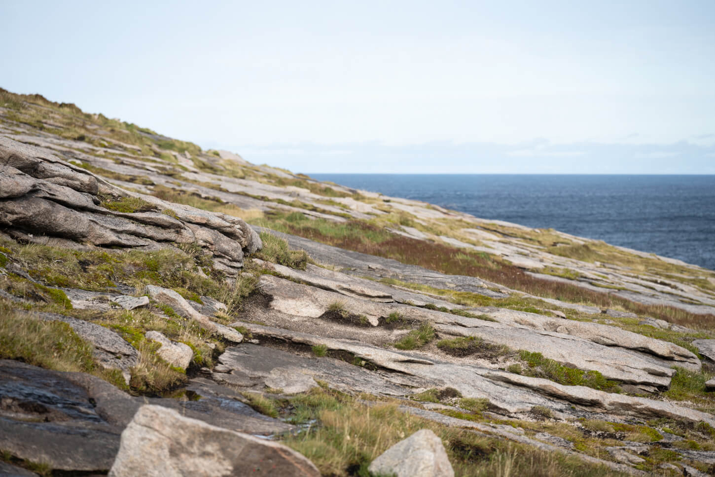 section of the trail on bare rocks.