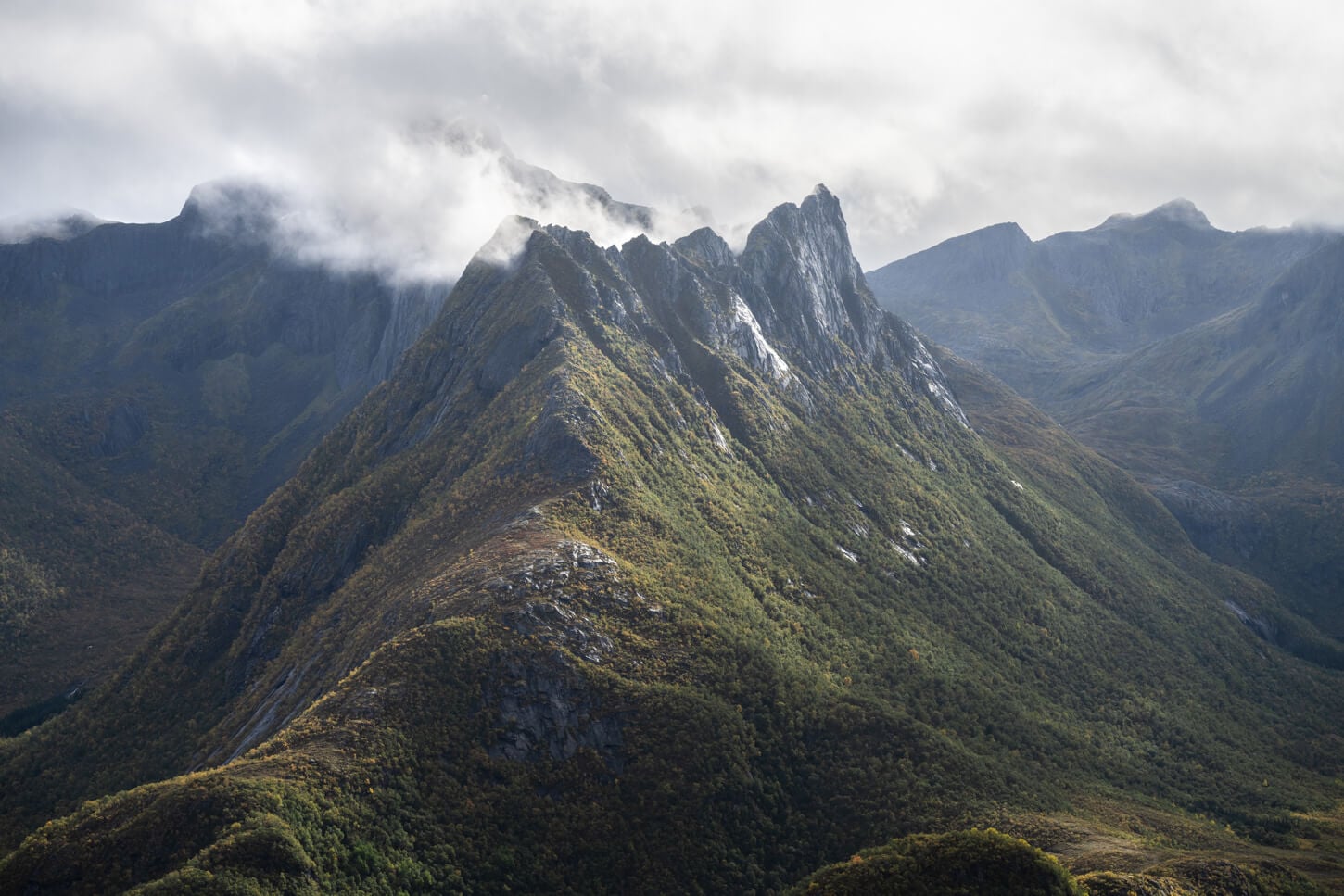 jagged mountain peak in the lofoten island near matmora