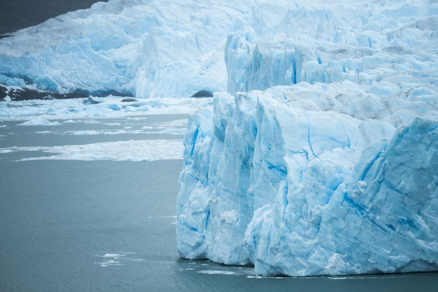 Close up detail of the Perito Moreno Glacier's front