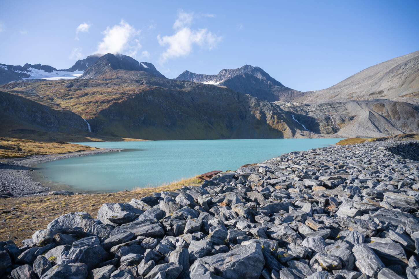 Rottenvikvatnel lake and dam of the reservoir